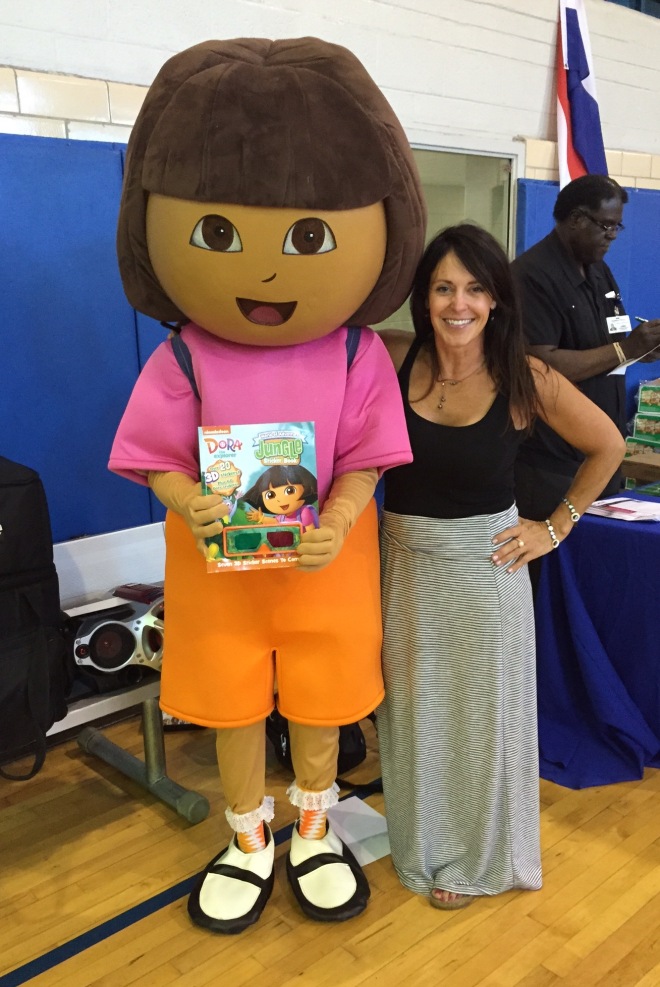 Beth Jordon and Dora, with one of RX for Reading's  Dora the Explorer book, of course!